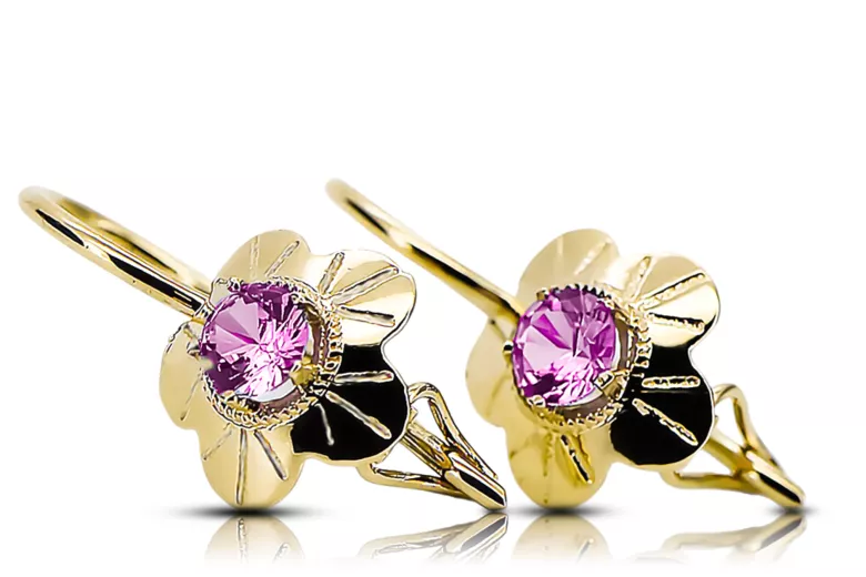 Ametistas 14k geltono aukso Auskarai Vintažinis stilius vec028y